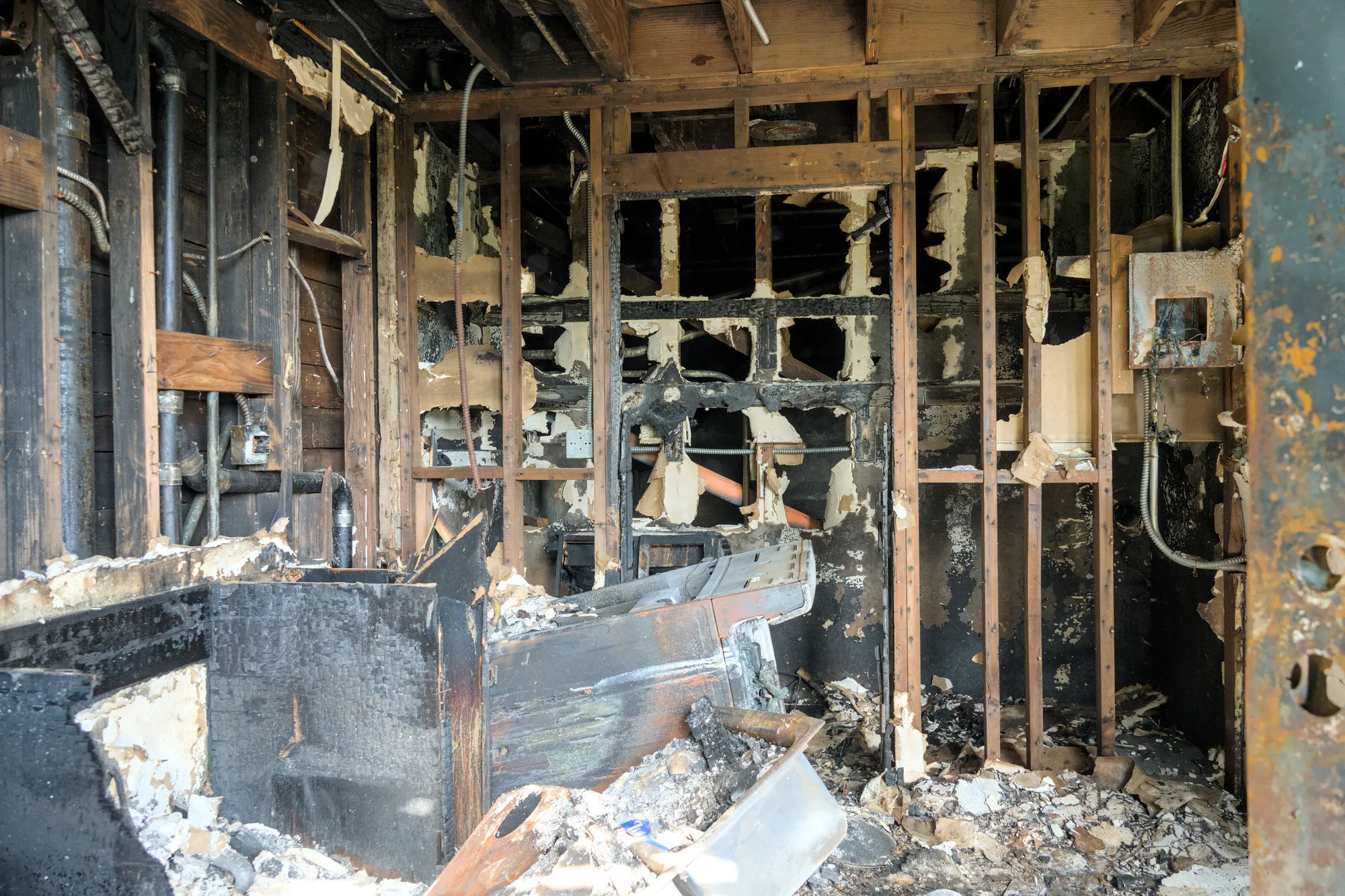 Apr 27th, 2026: A fire-damaged building interior in the Potrero Annex.