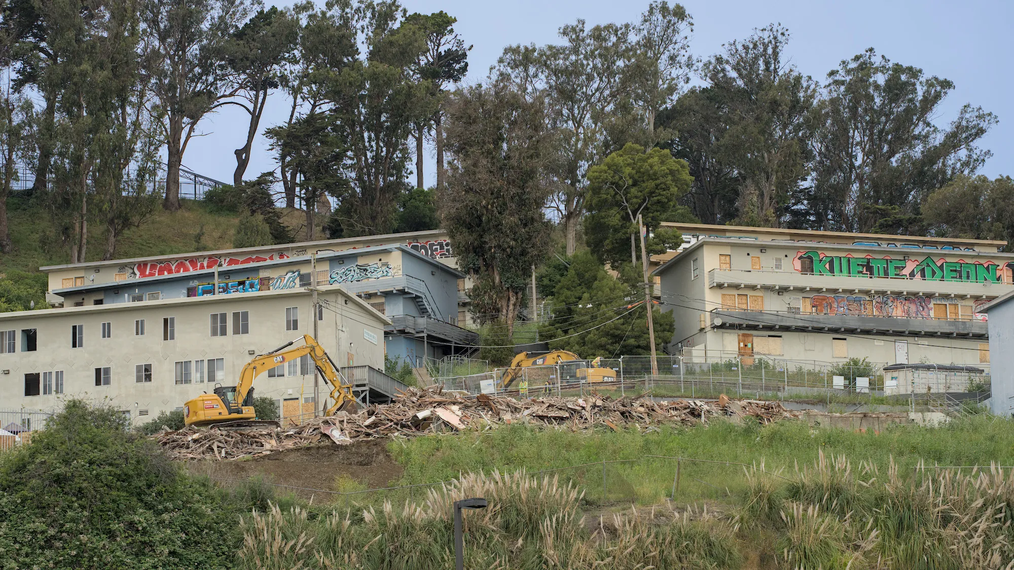 May 13th, 2026: The first building undergoing demolition has been completely reduced to rubble.